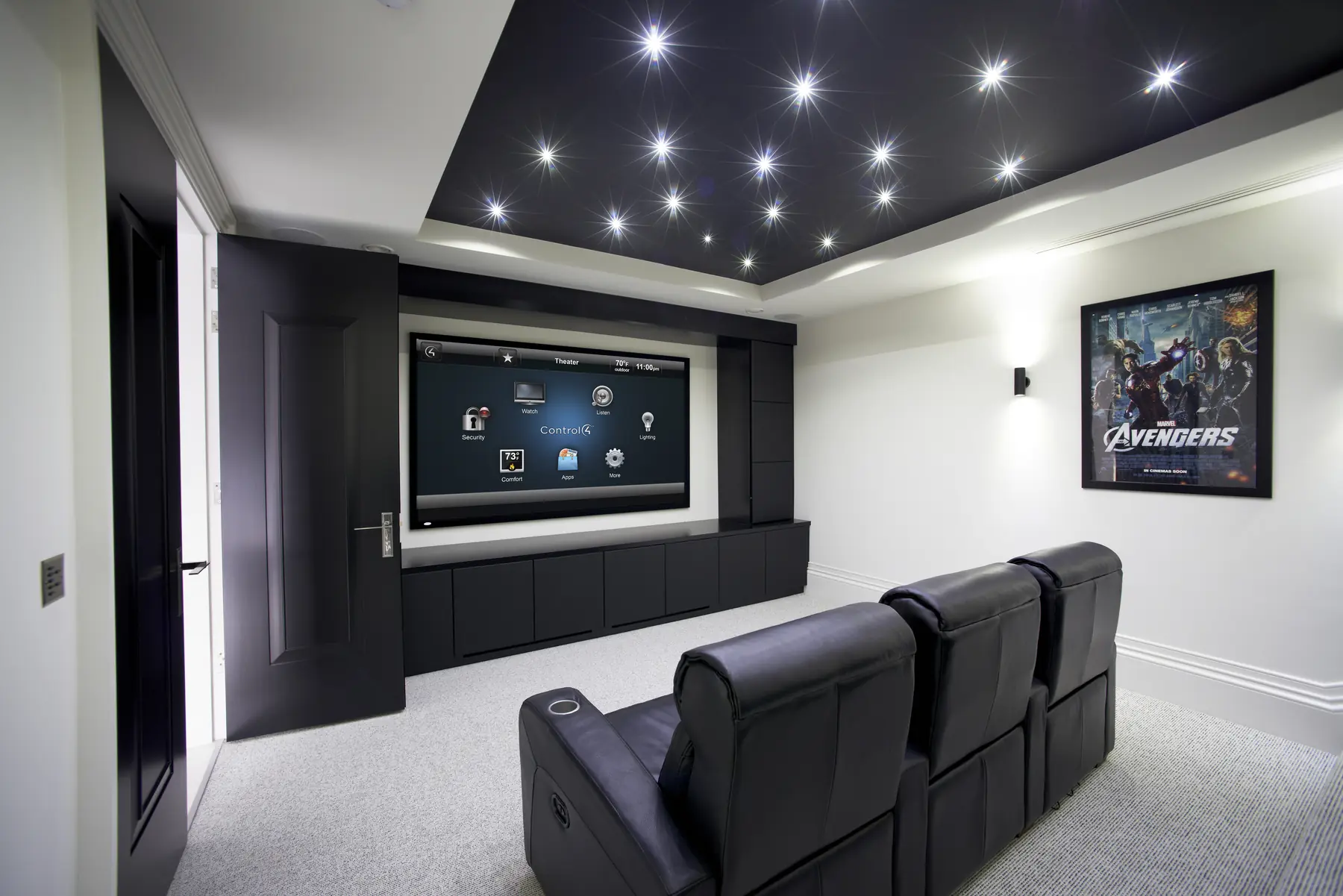 Salle de cinéma privée avec ciel étoilé